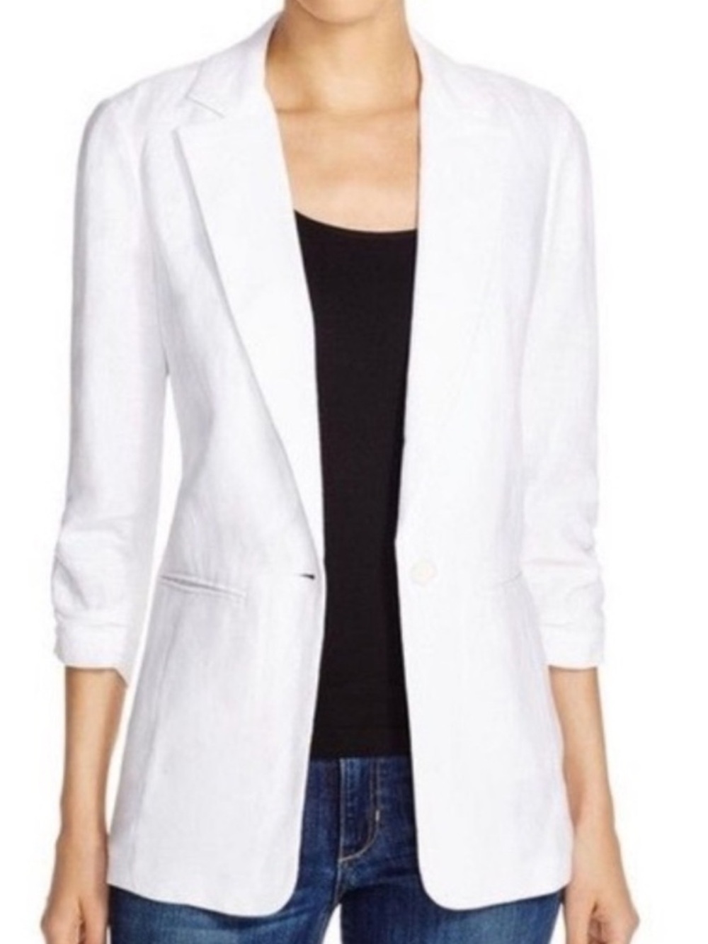 MICHAEL Michael Kors White Single-Button Linen Blazer